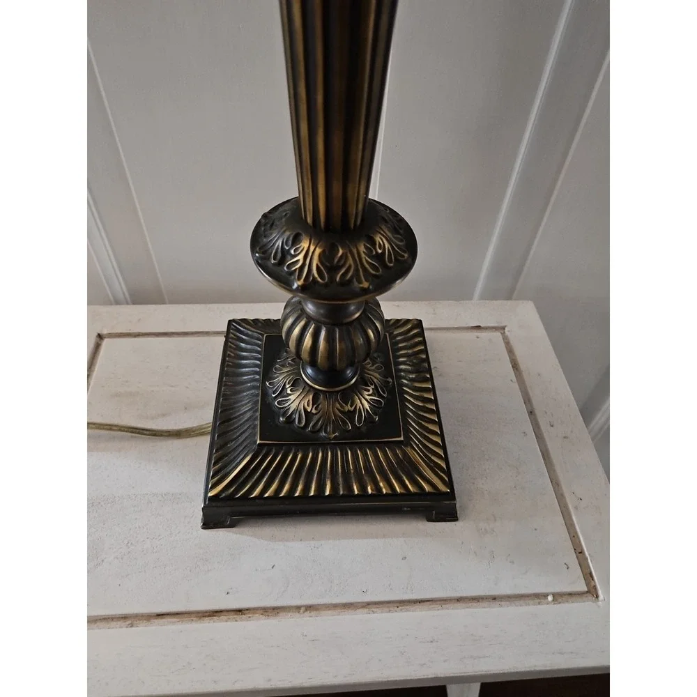 Vintage 1980's Bombay Lamp With Black And Brass Finish